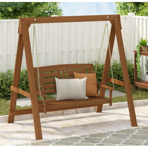 Millwood Pines Fina 2 Person Solid Wood Porch Swing & Reviews - Wayfair